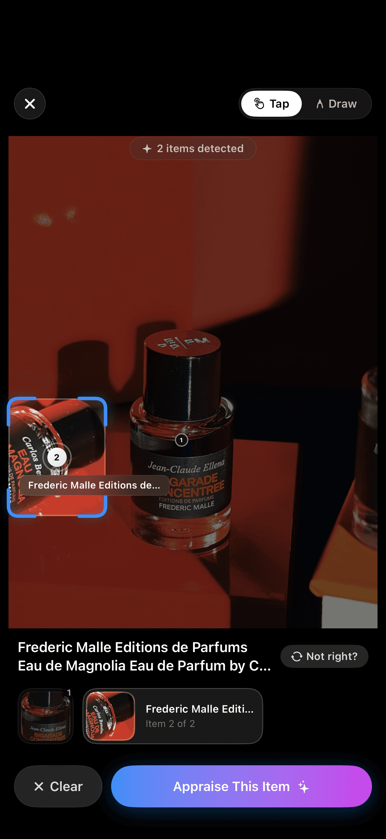 Appraiso scan detection screen
