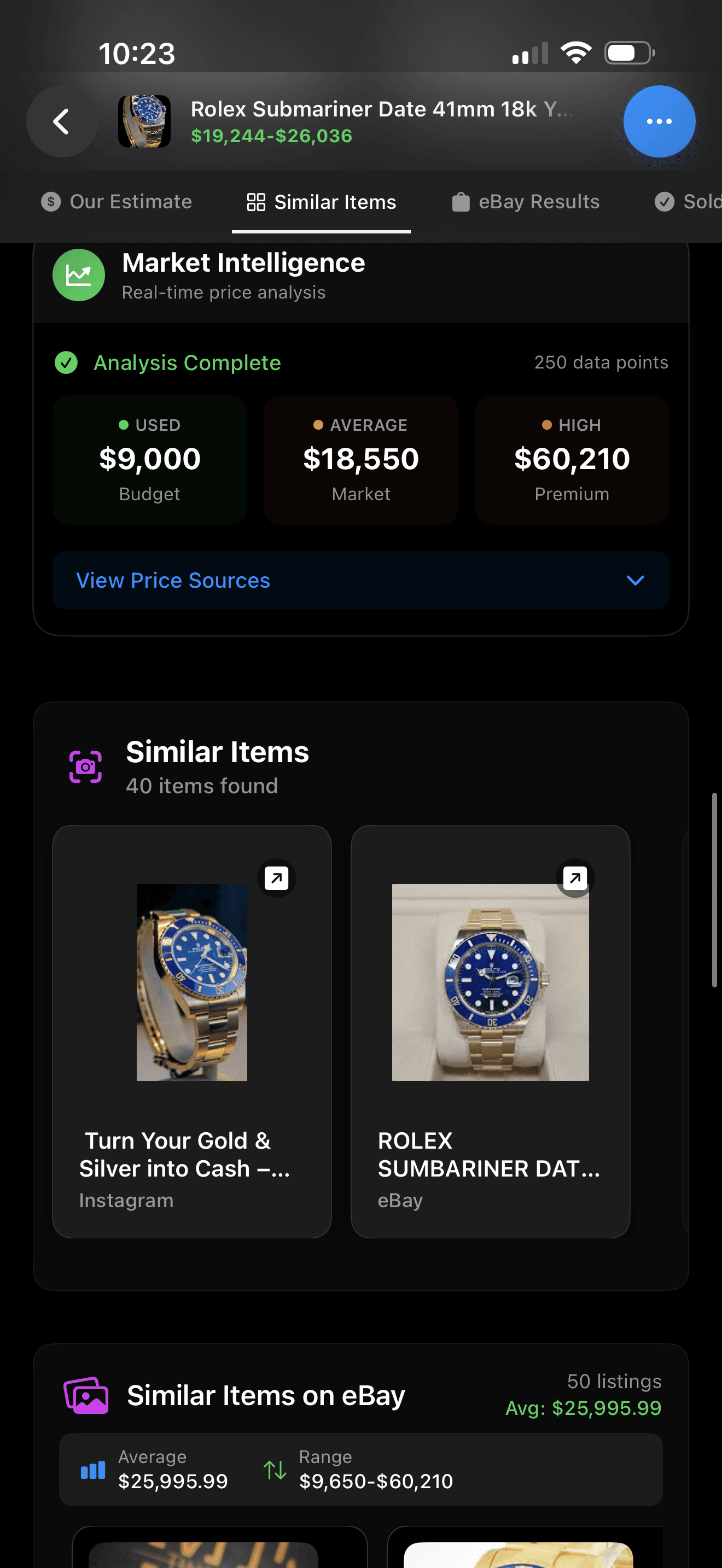 Market intelligence and similar items