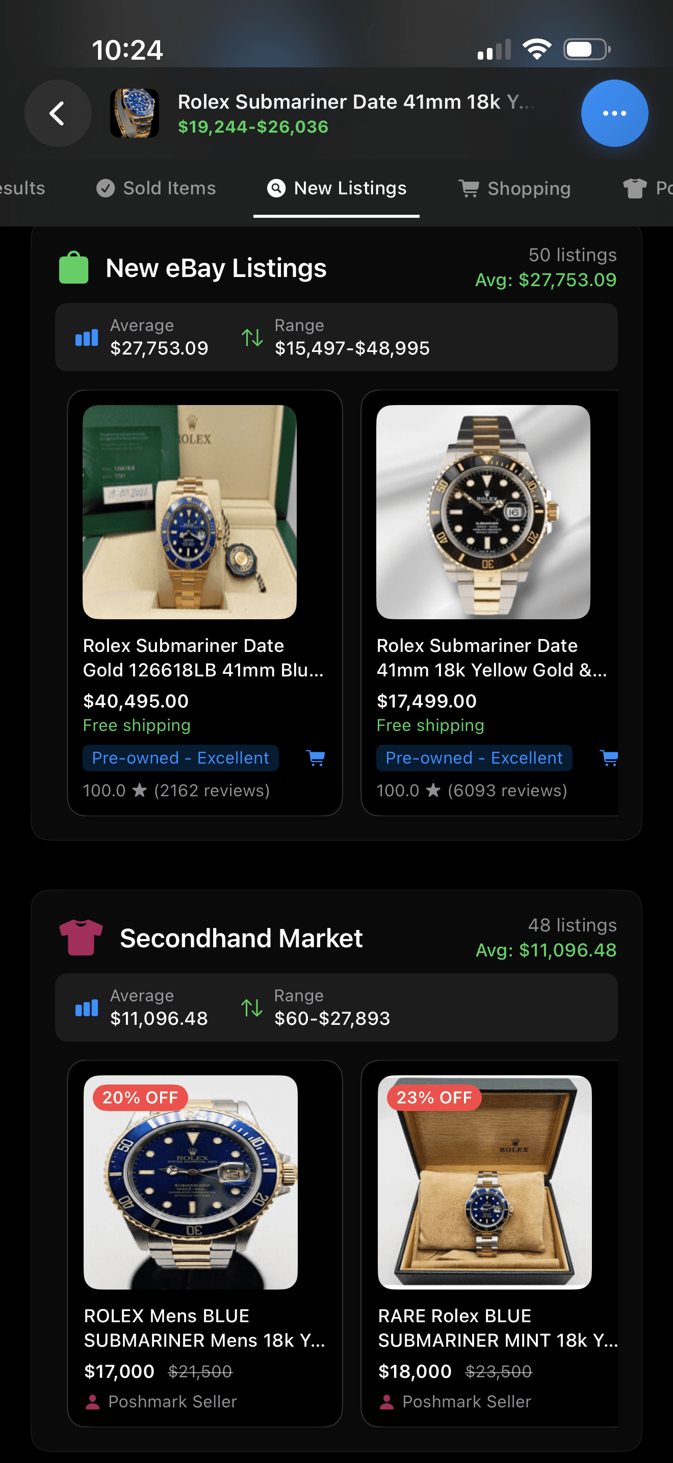 Secondhand deals and listings